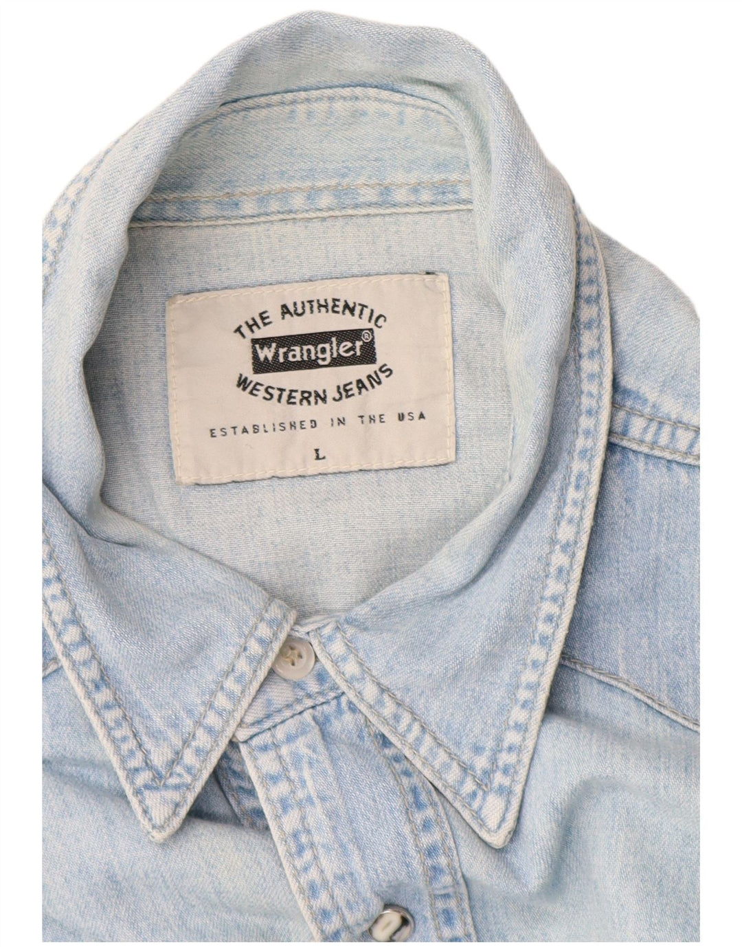 Wrangler Mens Western Denim Shirt Large Blue Cotton