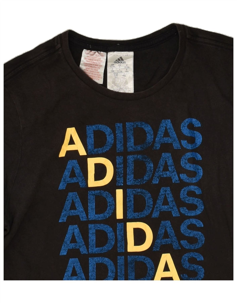 ADIDAS Boys Graphic T-Shirt Top 13-14 Years Black Cotton | Vintage Adidas | Thrift | Second-Hand Adidas | Used Clothing | Messina Hembry 