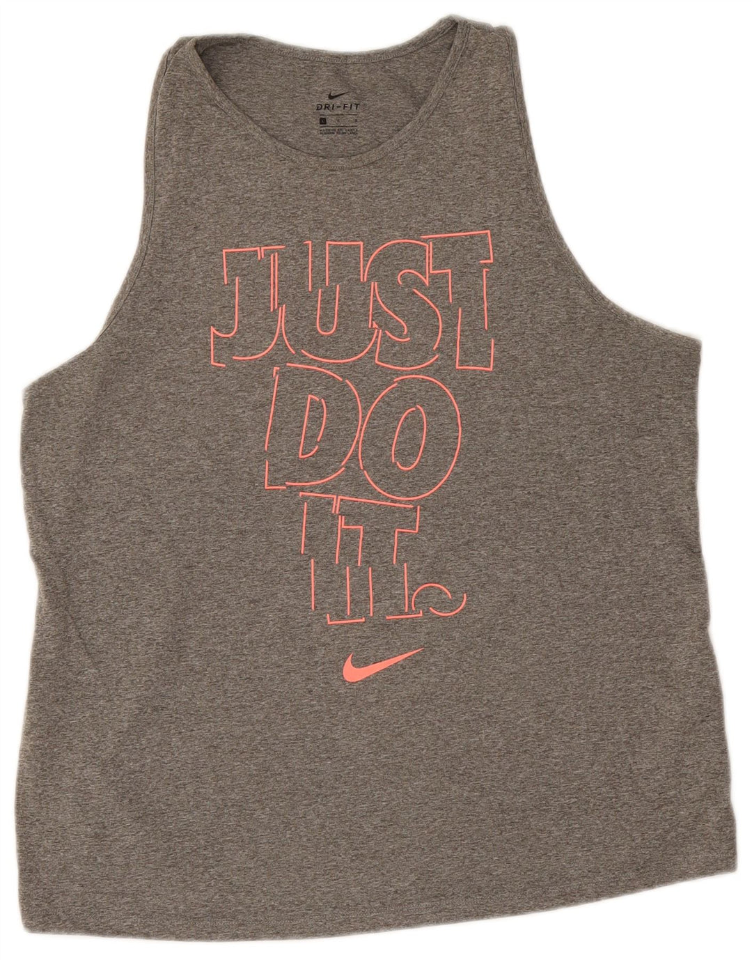 Nike Womens Dri Fit Graphic Vest Top UK 16 Large Grey Polyester