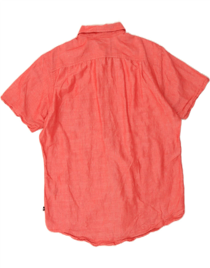 NAUTICA Mens Classic Fit Short Sleeve Shirt Medium Red Ramie Vintage Nautica and Second-Hand Nautica from Messina Hembry 