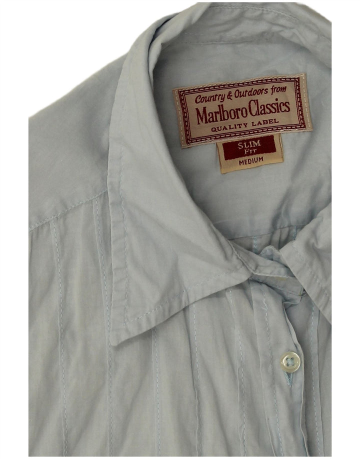 Marlboro Classics Womens Sleeveless Slim Fit Shirt UK 14 Medium Blue