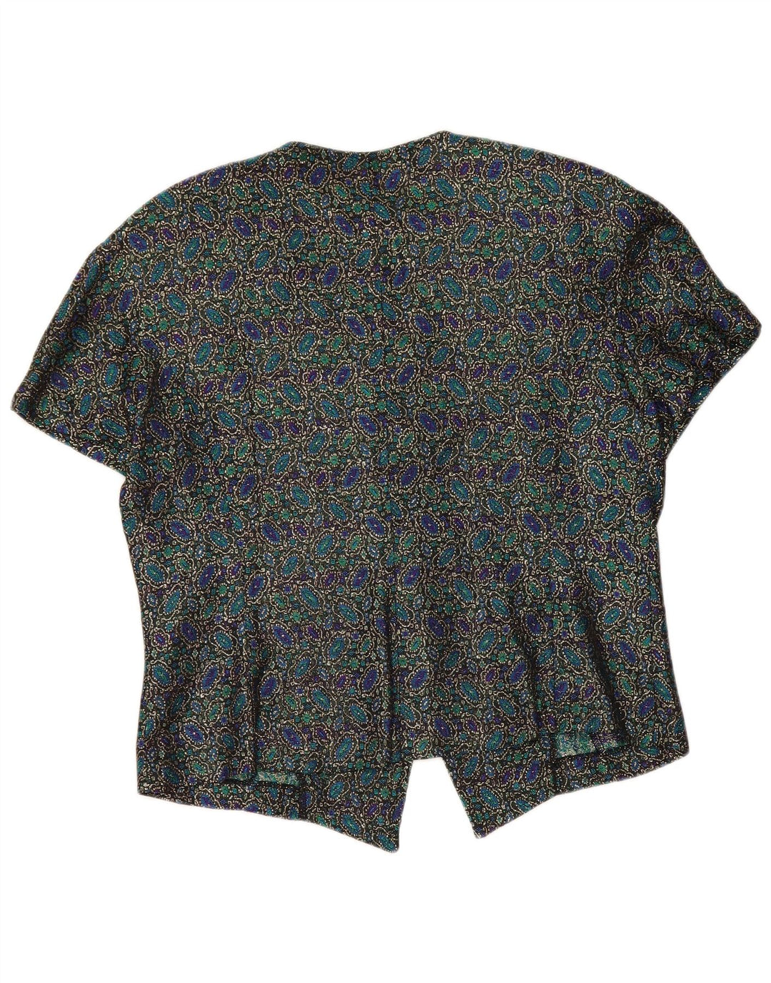 Andrea Mare Womens Crop Short Sleeve Shirt Blouse UK 14 Large Multicoloured