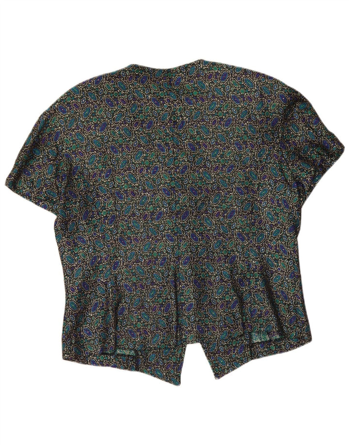 Andrea Mare Womens Crop Short Sleeve Shirt Blouse UK 14 Large Multicoloured