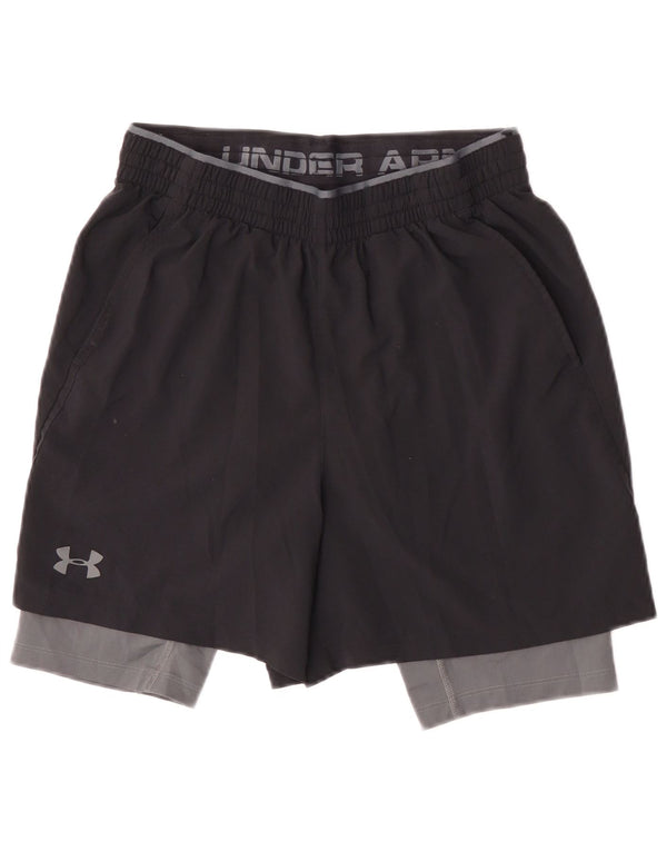 Under Armour Womens Heat Gear Sport Shorts UK 12 Medium Black Colourblock