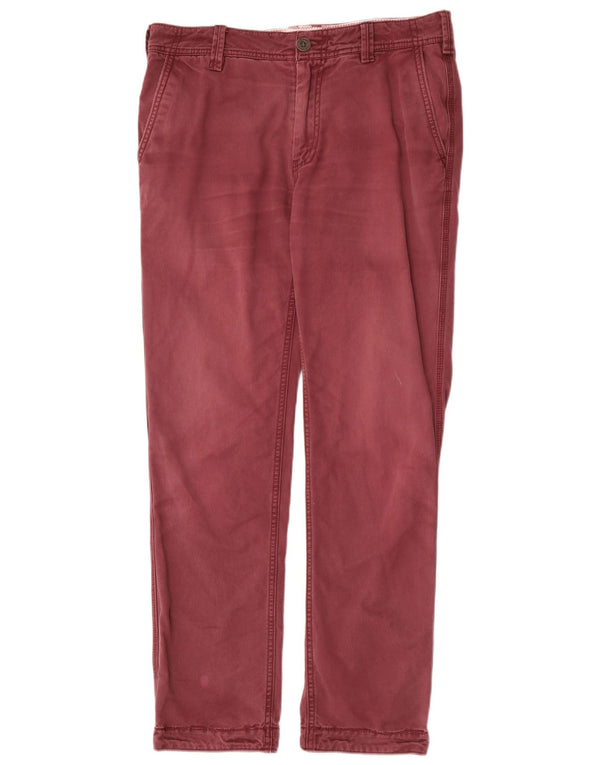 Fat Face Mens Slim Chino Trousers W32 L30 Burgundy Cotton