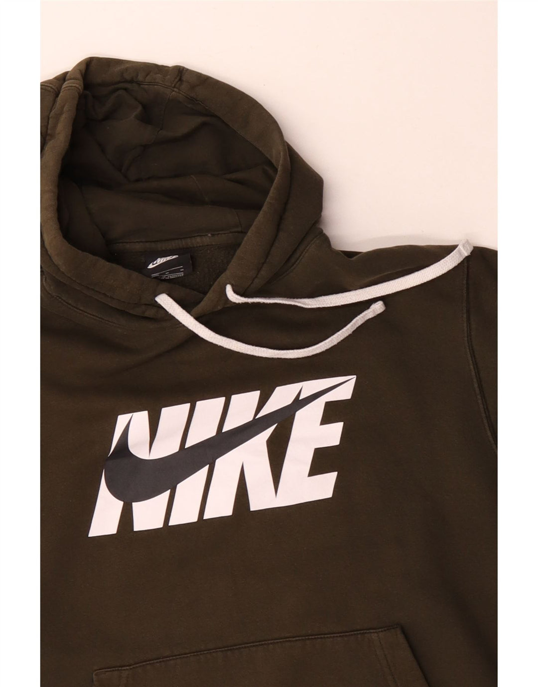 Nike Mens Graphic Hoodie Jumper Medium Khaki Cotton