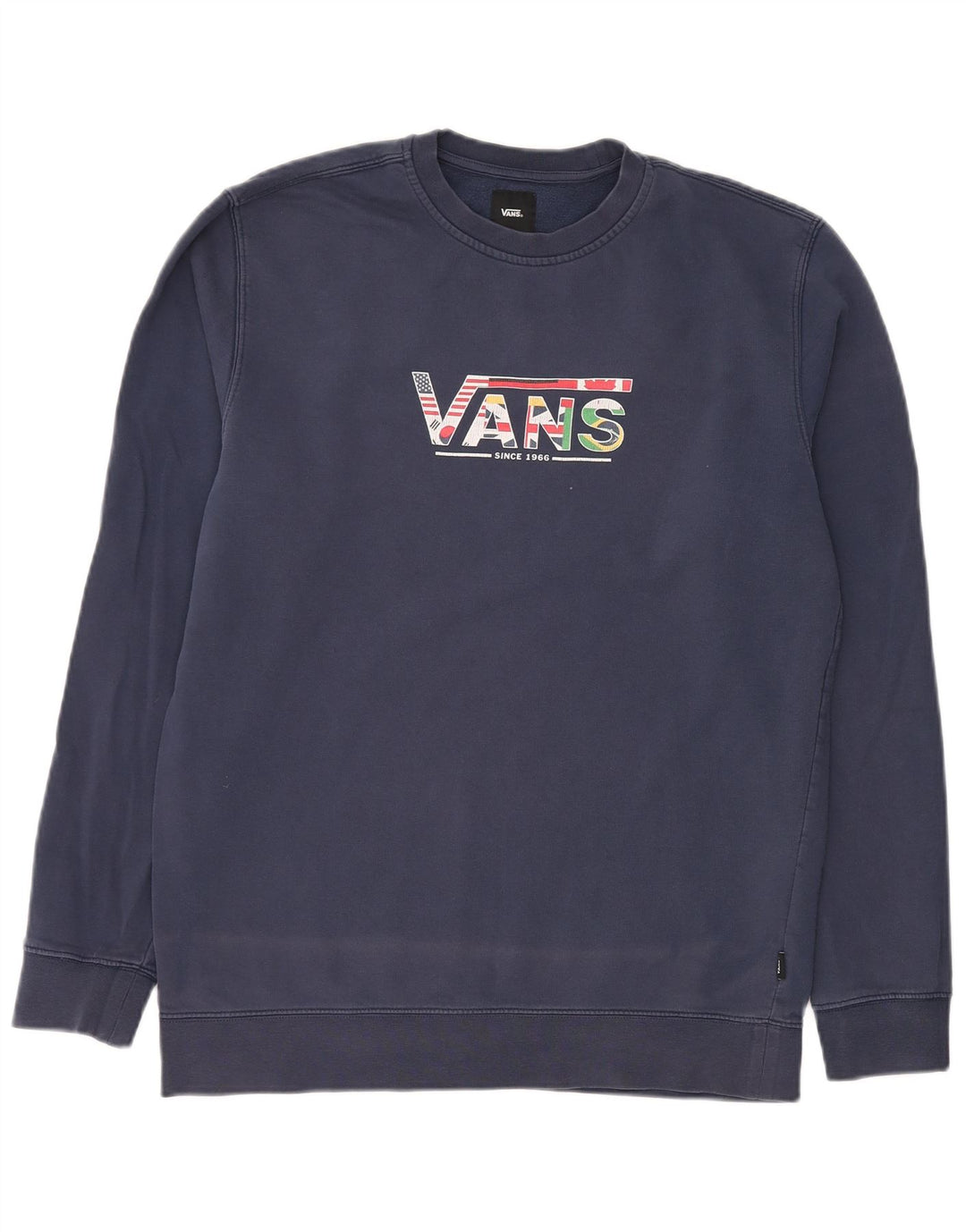 VANS Mens Graphic Sweatshirt Jumper Large Navy Blue Cotton
