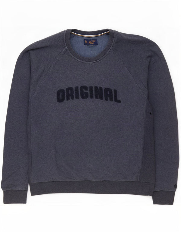 Penguin Mens Graphic Sweatshirt Jumper XL Navy Blue Cotton