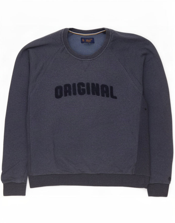 Penguin Mens Graphic Sweatshirt Jumper XL Navy Blue Cotton