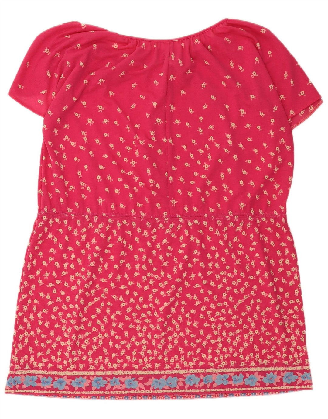 Vintage Womens Tunic Dress EU 42 Large Pink Floral Polyester