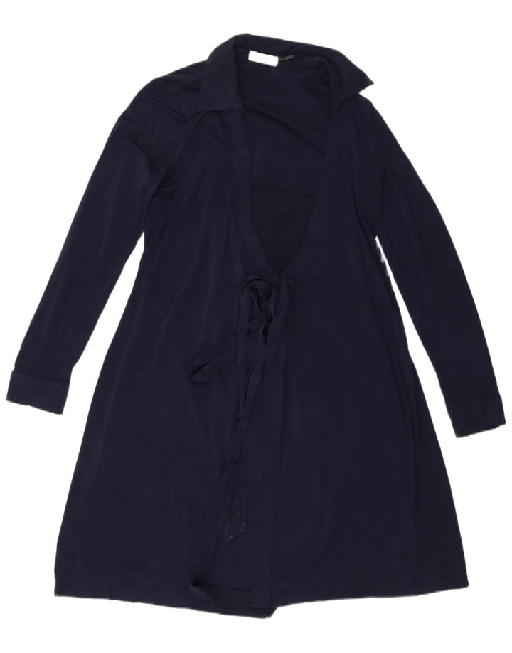 Calvin Klein Womens Wrap Dress UK 14 Medium Navy Blue Polyester