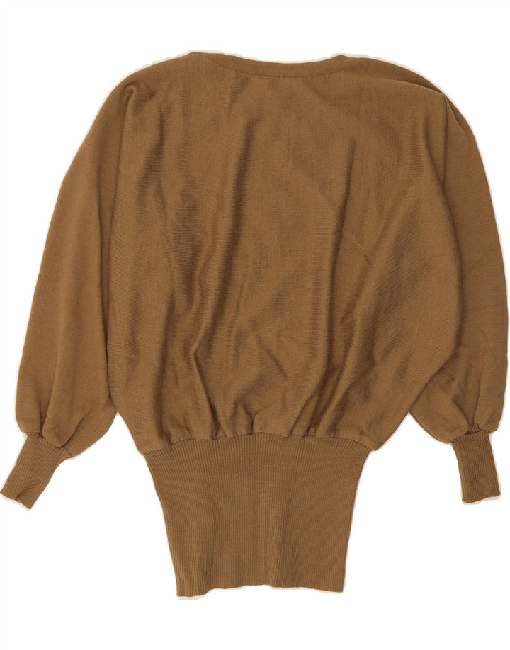 VINTAGE Womens Boat Neck Jumper Sweater EU 40 Medium Brown Floral Vintage Vintage and Second-Hand Vintage from Messina Hembry 