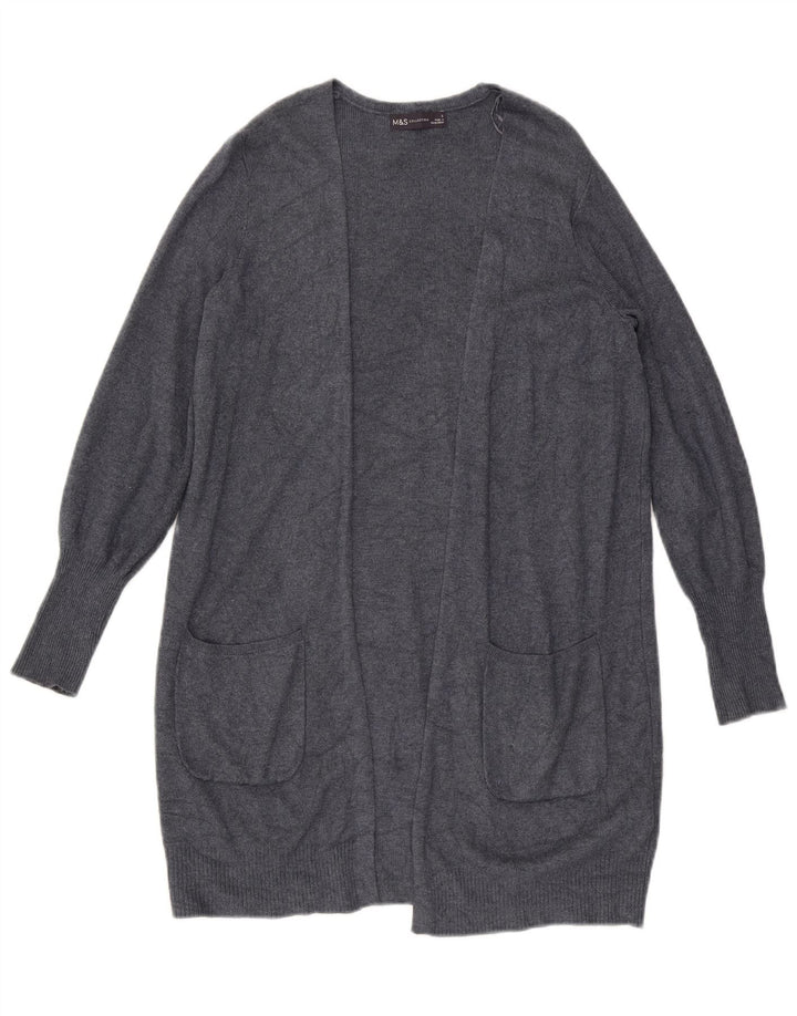 Marks & Spencer Womens Longline Open Cardigan Sweater UK 10 Small Grey