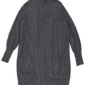 Marks & Spencer Womens Longline Open Cardigan Sweater UK 10 Small Grey