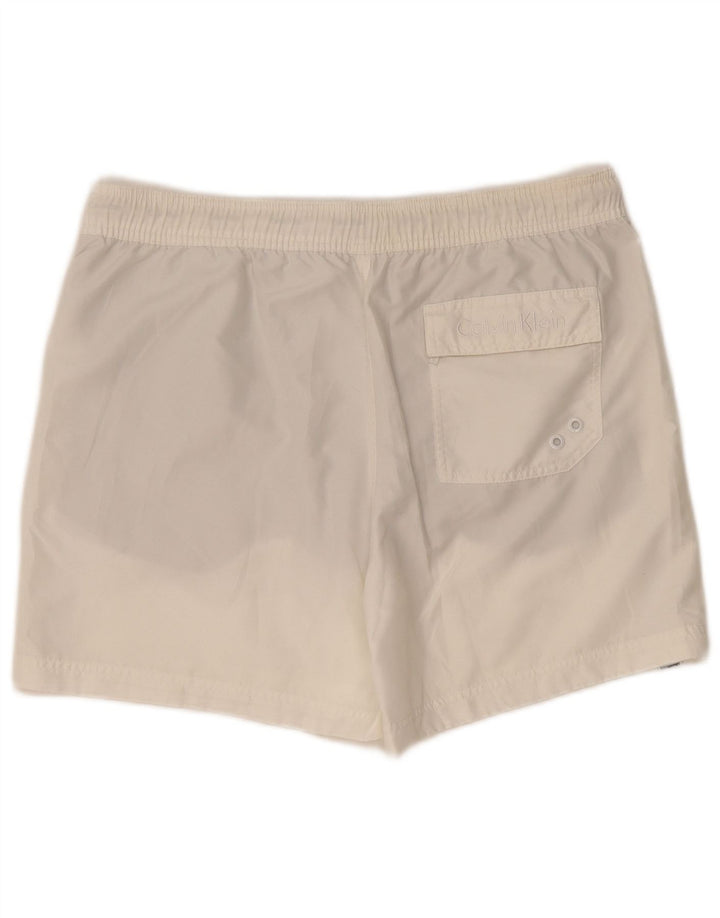 Calvin Klein Mens Graphic Swimming Shorts Medium White Polyester