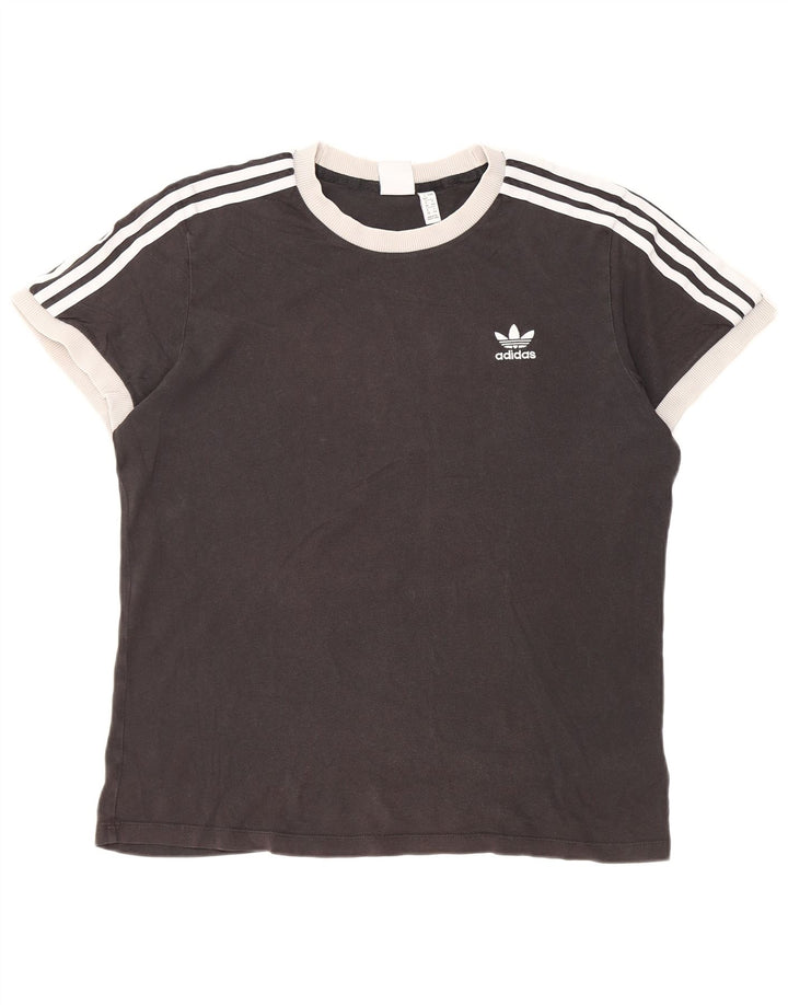 Adidas Womens T-Shirt Top UK 12 medium Black Cotton