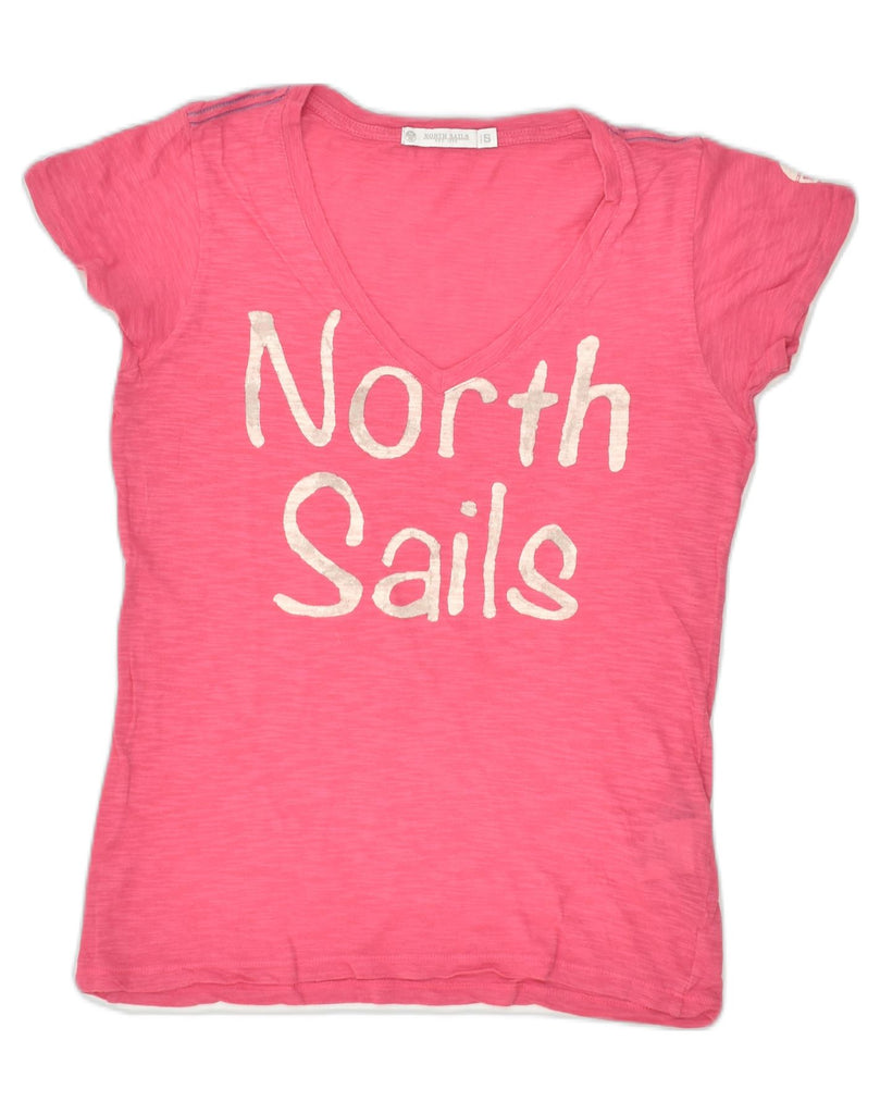 NORTH SAILS Womens Graphic T-Shirt Top UK 10 Small Pink Cotton | Vintage North Sails | Thrift | Second-Hand North Sails | Used Clothing | Messina Hembry 