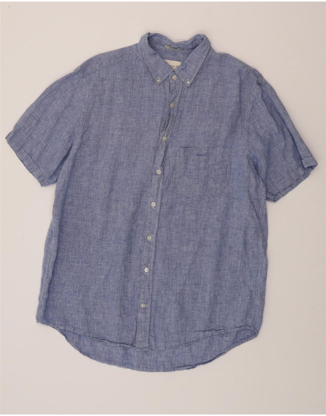 GANT Mens Regular Fit Short Sleeve Shirt Size 45/46 2XL Blue Houndstooth