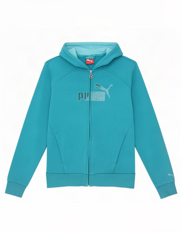 Puma Womens Graphic Zip Hoodie Sweater UK 10 Small Blue