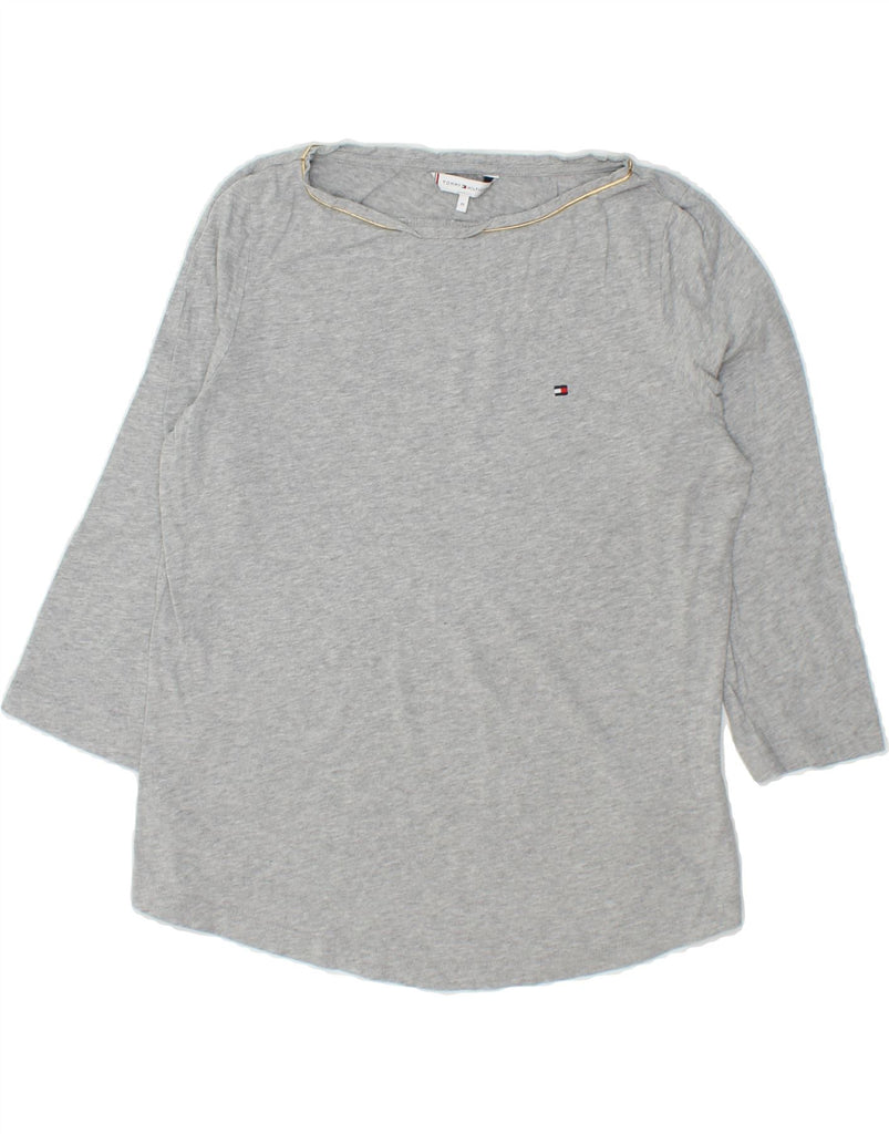 TOMMY HILFIGER Womens Top 3/4 Sleeve UK 14 Medium Grey Cotton | Vintage Tommy Hilfiger | Thrift | Second-Hand Tommy Hilfiger | Used Clothing | Messina Hembry 