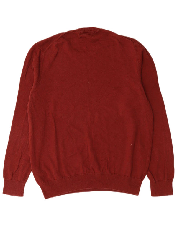 Marks & Spencer Mens Crew Neck Jumper Sweater Large Burgundy Cotton