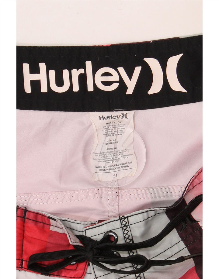 HURLEY Mens Swimming Shorts Medium Red Check Polyester