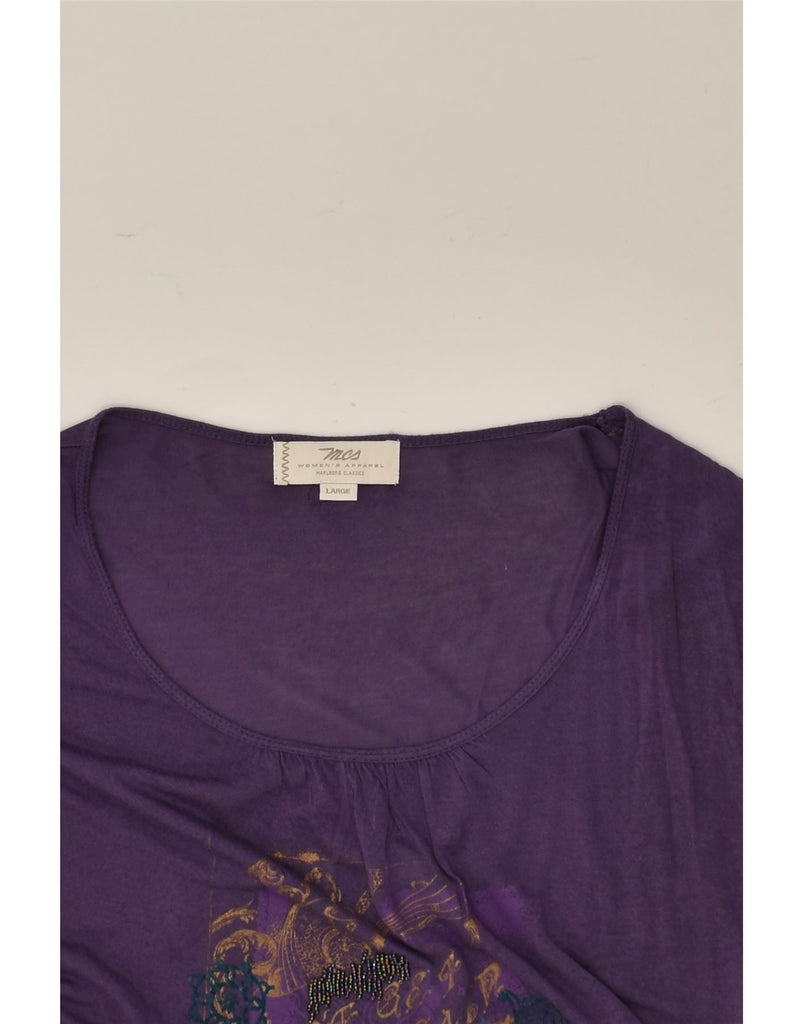 MARLBORO CLASSICS Womens Graphic Blouse Top UK 16 Large Purple Modal | Vintage Marlboro Classics | Thrift | Second-Hand Marlboro Classics | Used Clothing | Messina Hembry 