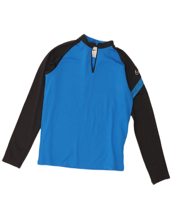 Nike Boys Dri Fit Pullover Tracksuit Top 13-14 Years XL Blue Colourblock