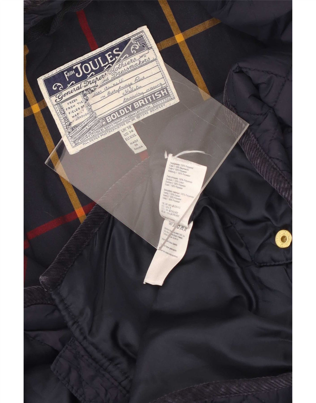 Joules Womens Quilted Jacket UK 18 XL Navy Blue Polyamide