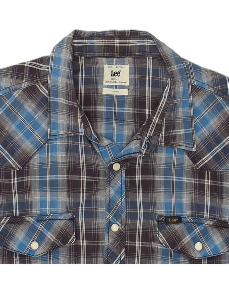 LEE Mens Slim Fit Shirt XL Blue Check Cotton | Vintage Lee | Thrift | Second-Hand Lee | Used Clothing | Messina Hembry 