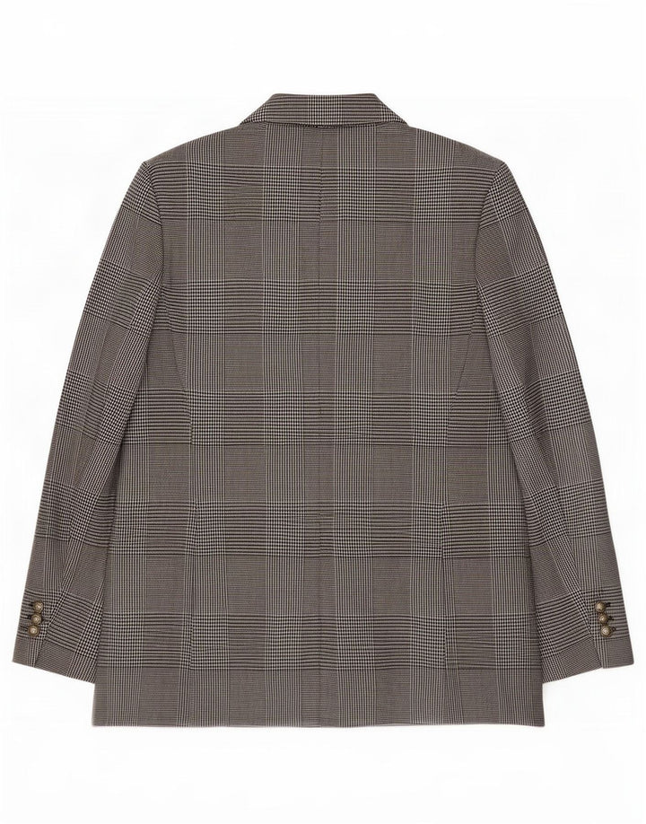 Zara Womens Double Breasted Blazer Jacket UK 18 XL Grey Houndstooth