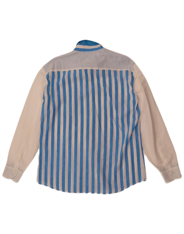 Caporiccio Mens Shirt XL Blue Striped Linen