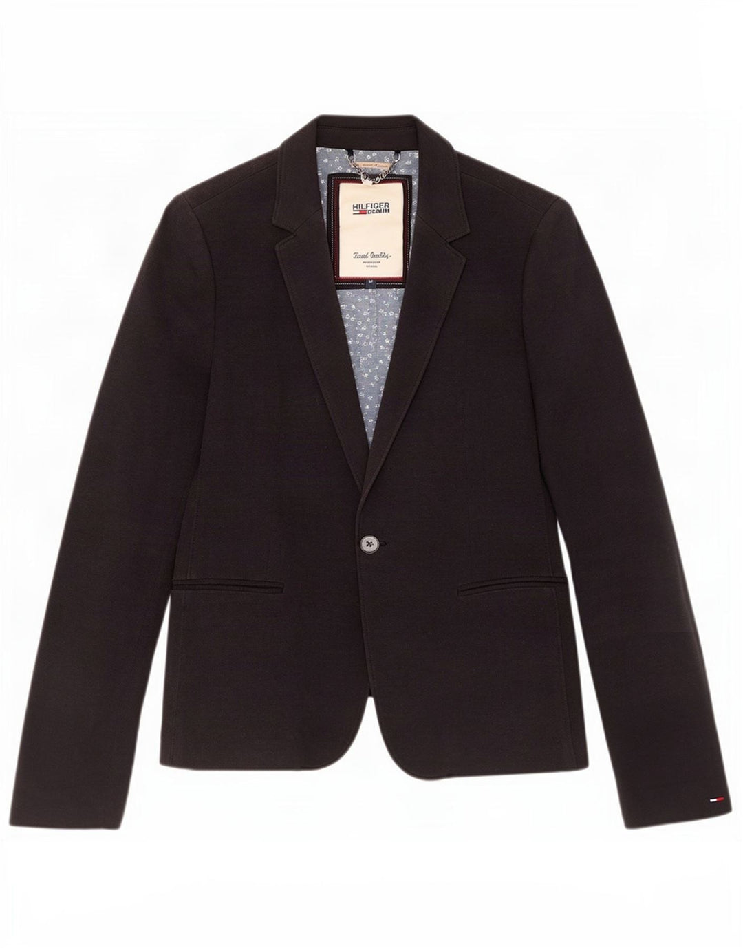 Tommy Hilfiger Womens 1 Button Blazer Jacket UK 12 Medium Navy Blue Cotton