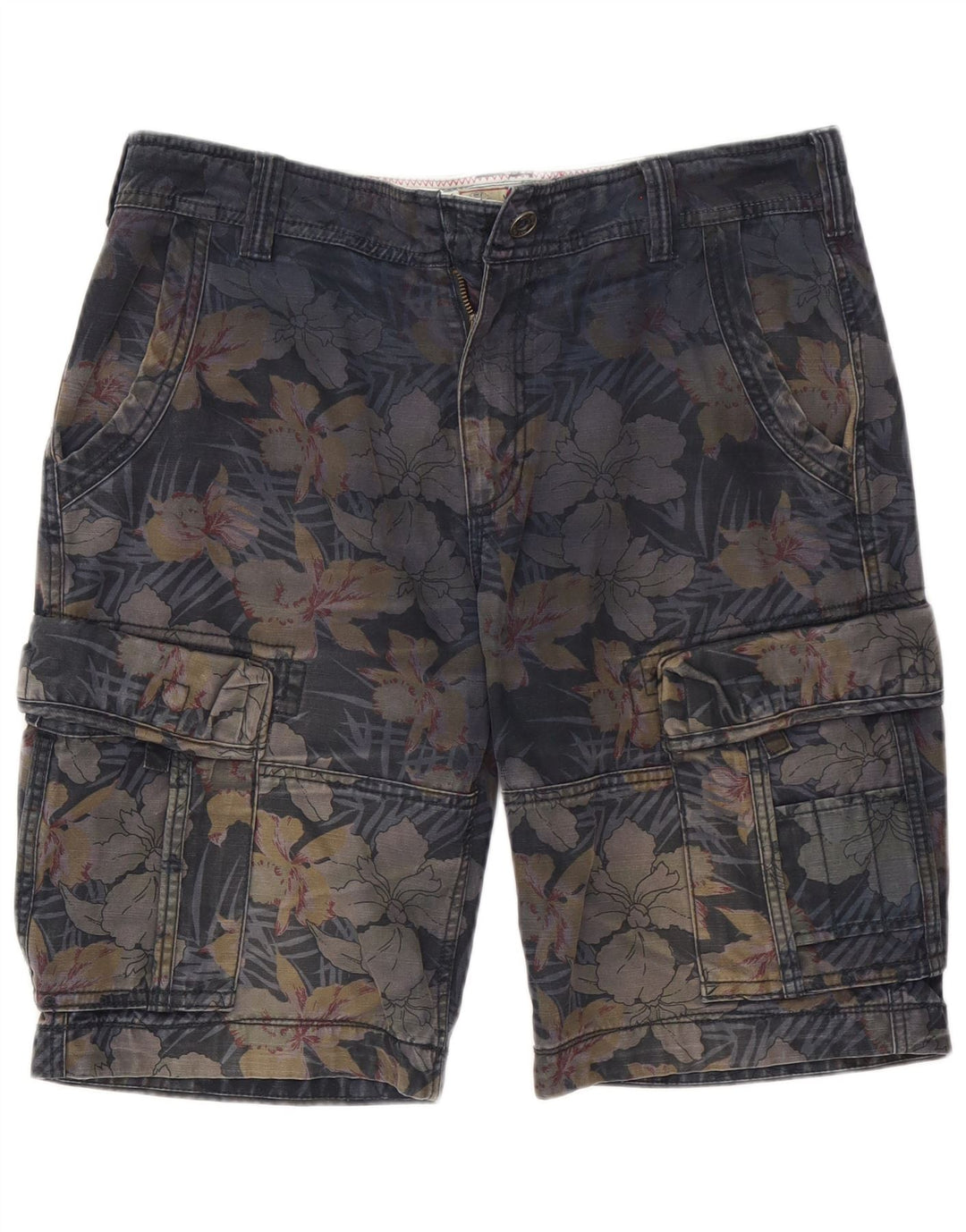 Fat Face Mens Cargo Shorts W34 Large Navy Blue Floral Cotton