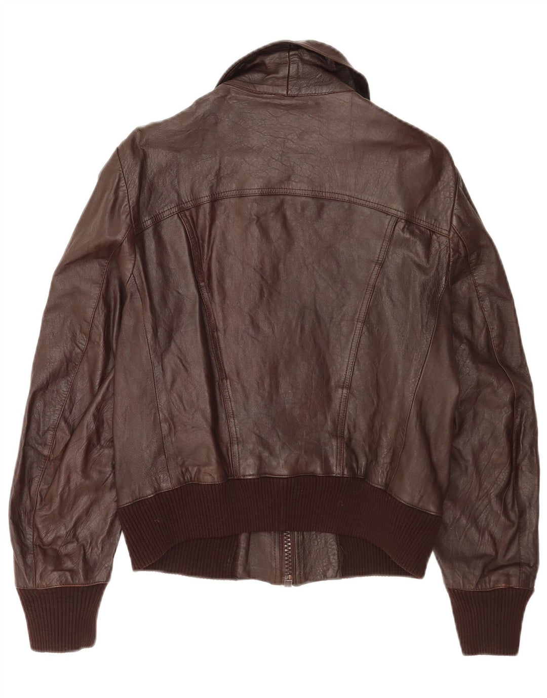 Vintage Womens Bomber Leather Jacket IT 48 XL Brown Leather