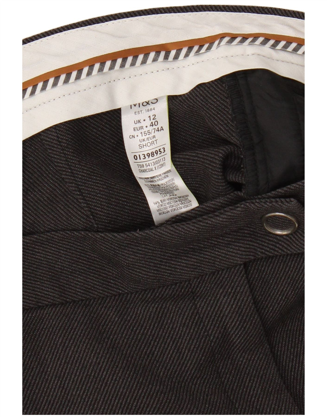 Marks & Spencer Womens Slim Casual Trousers UK 12 Medium W30 L27 Grey