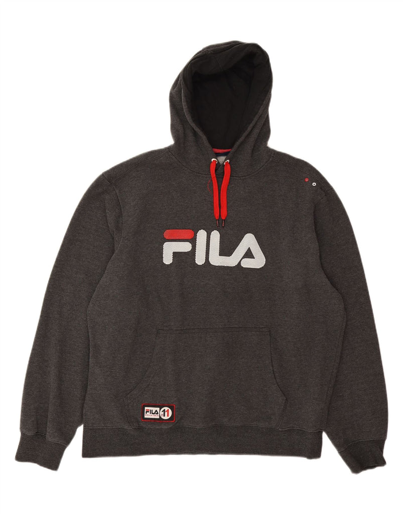 FILA Mens Graphic Hoodie Jumper 2XL Grey Cotton Vintage Fila and Second-Hand Fila from Messina Hembry 