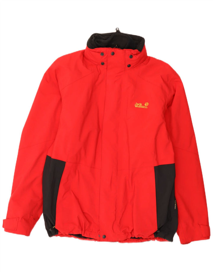 Jack Wolfskin Mens Rain Jacket UK 44/46 XL Red Colourblock Polyamide
