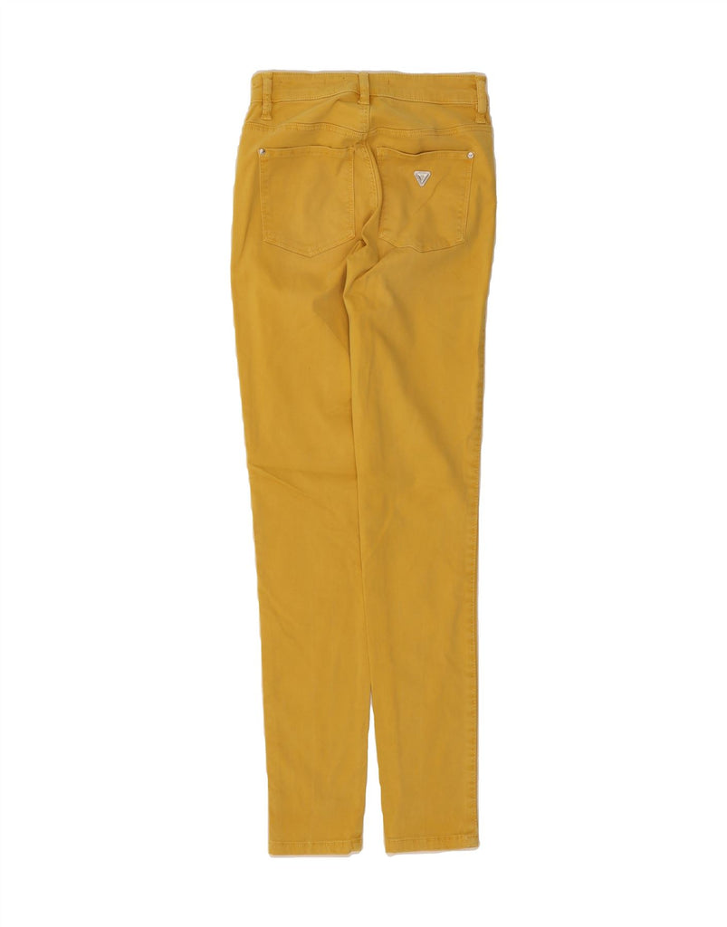 GUESS Womens Mid Rise Skinny Casual Trousers W24 L30 Yellow Cotton Vintage Guess and Second-Hand Guess from Messina Hembry 