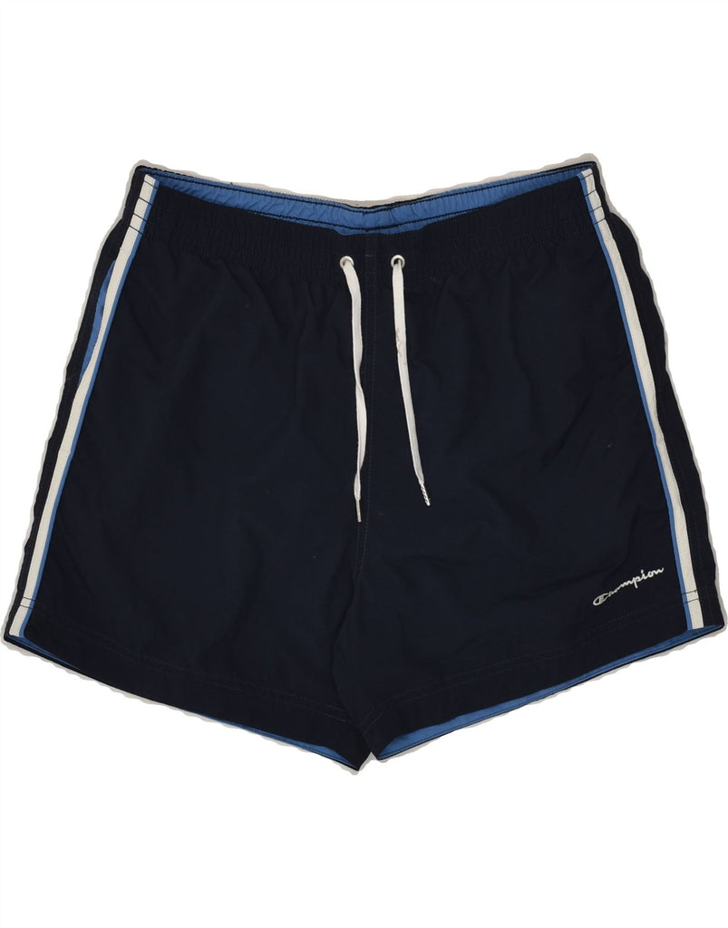 CHAMPION Mens Sport Shorts Medium Navy Blue Nylon | Vintage Champion | Thrift | Second-Hand Champion | Used Clothing | Messina Hembry 