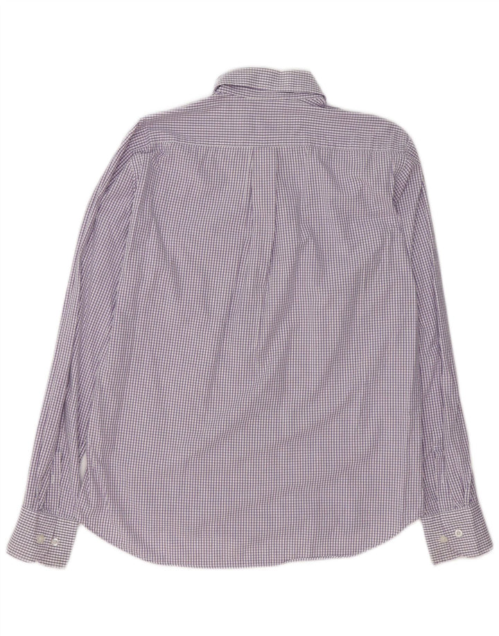 CONTE OF FLORENCE Mens Shirt Medium Purple Check Cotton