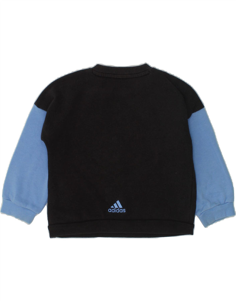 ADIDAS Baby Boys Graphic Sweatshirt Jumper 6-9 Months Black Colourblock | Vintage Adidas | Thrift | Second-Hand Adidas | Used Clothing | Messina Hembry 