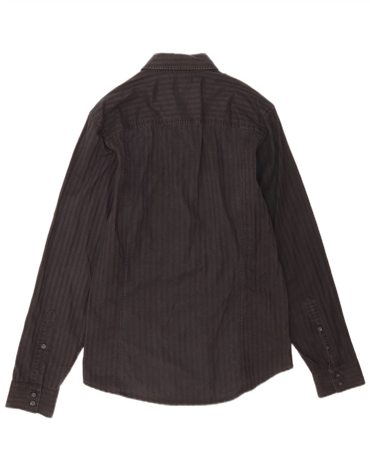 Calvin Klein Jeans Mens Shirt Medium Black Striped Cotton