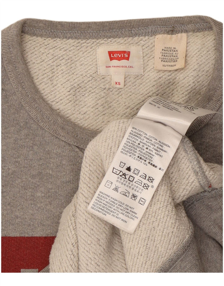 Levi's Womens Graphic Sweatshirt Jumper UK 6 XS Grey Cotton