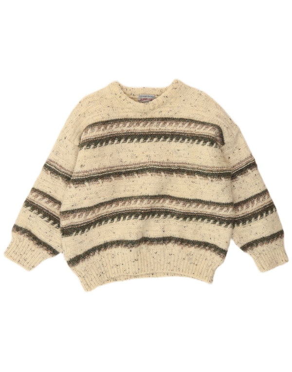 Sergio Tacchini Womens Boat Neck Jumper Sweater UK 8 Small Off White