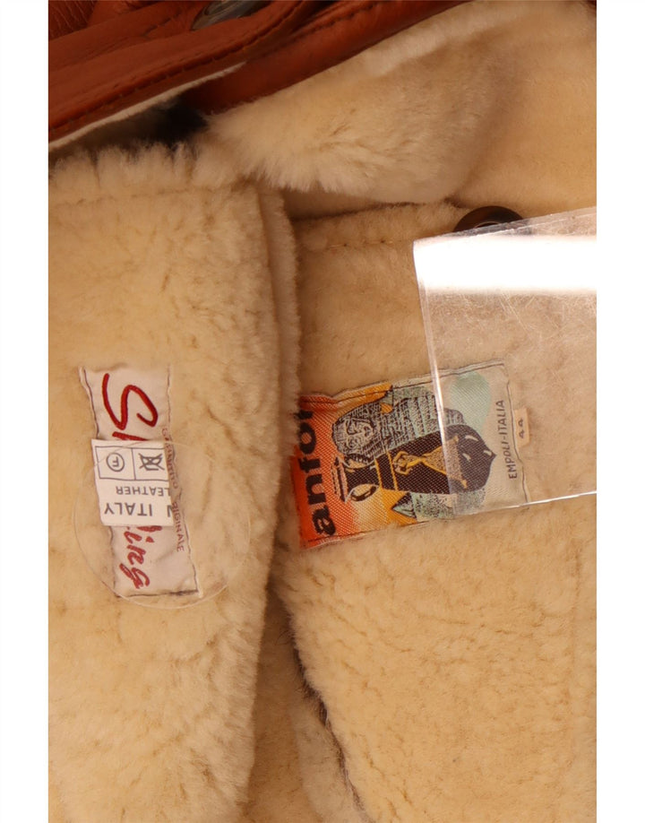 Anfor Womens Loose Fit Shearling Jacket IT 44 Medium Brown Shearling