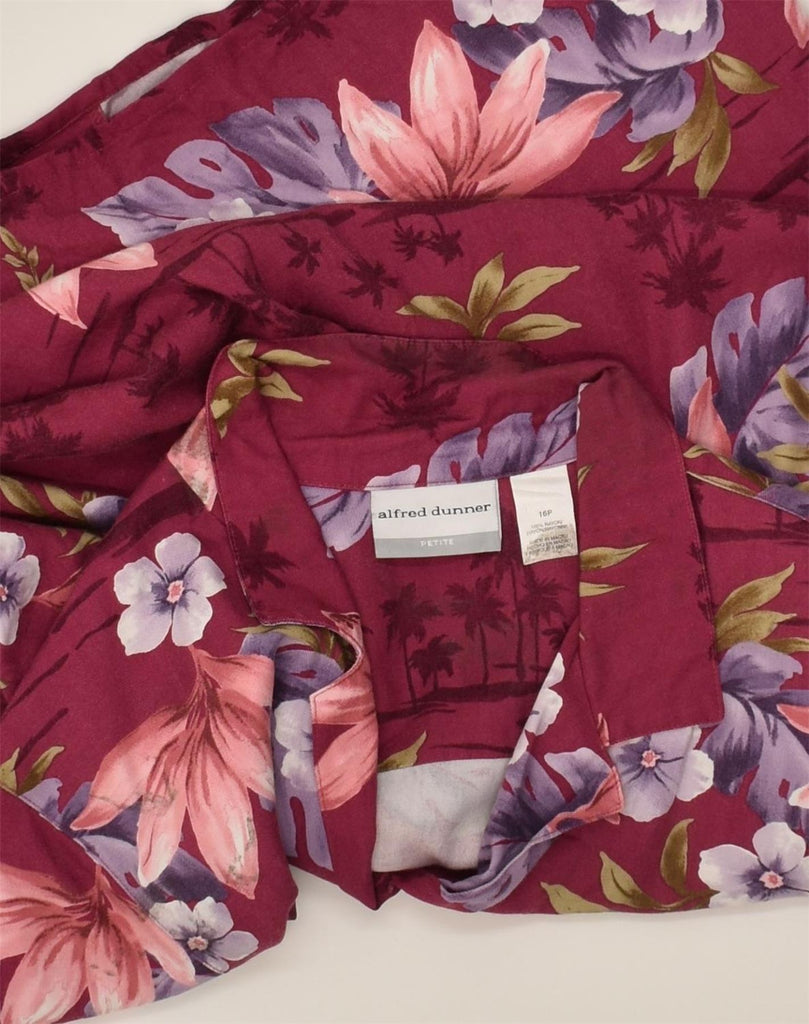 ALFRED DUNNER Womens Petite Short Sleeve Shirt US 16 2XL Burgundy Floral | Vintage Alfred Dunner | Thrift | Second-Hand Alfred Dunner | Used Clothing | Messina Hembry 