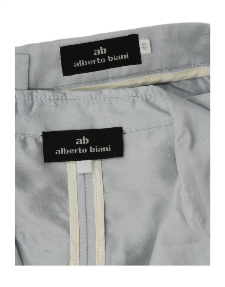 Alberto Biani Womens 3 Button 2 Piece Skirt Set IT 42 Medium W26 Blue Silk