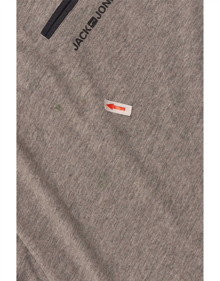 Jack & Jones Mens Polo Shirt Medium Grey Colourblock Cotton