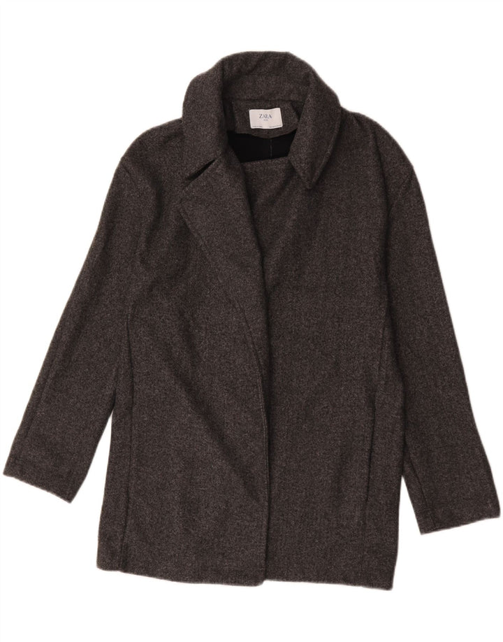 Zara Womens Oversized Overcoat UK 10 Small Grey Polyester